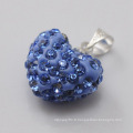 Cadeau de Noël Shamballa Pendant Vente en gros Coeur Forme New Arrival 15MM Blue Crystal Clay Pendant For DIY Jewelry